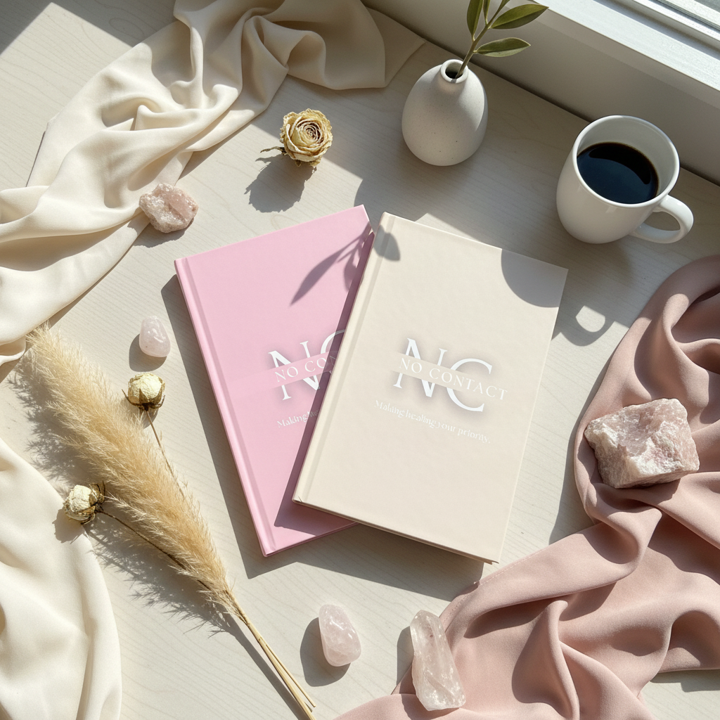 No Contact journals flat lay